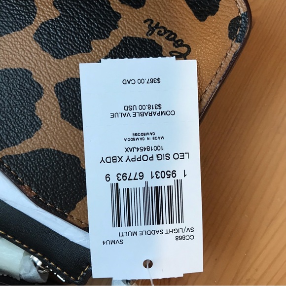 🐆Coach Poppy Crossbody With Card Case With Leopard Print And Signature Canvas - Picture 8 of 14